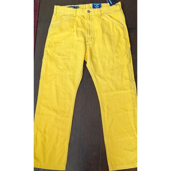 Ralph Lauren Polo Sport Yellow Carpenter Jeans Men 34 Relaxed Straight Fit New - Picture 15 of 16